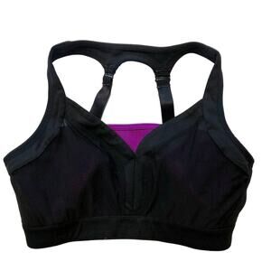 Fabletics Women's Small Joliet High Impact Sports Bra Black Purple Adjustable